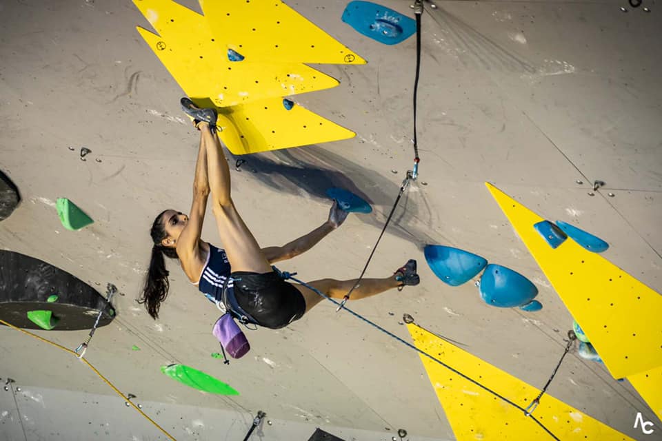 Fanny Gibert lors de sa super finale du mondial de Briançon, le 22 août 2020.