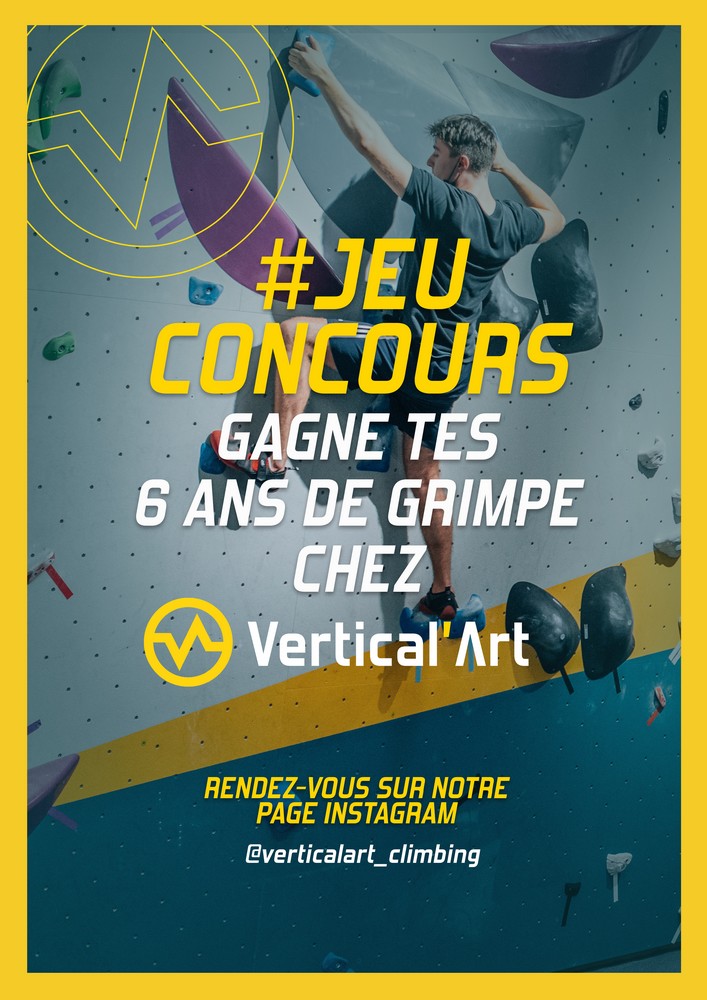 jeu concours Instagram spécial 10k abonnés. Gagnez vos 6 ans de grimpe chez Vertical'Art