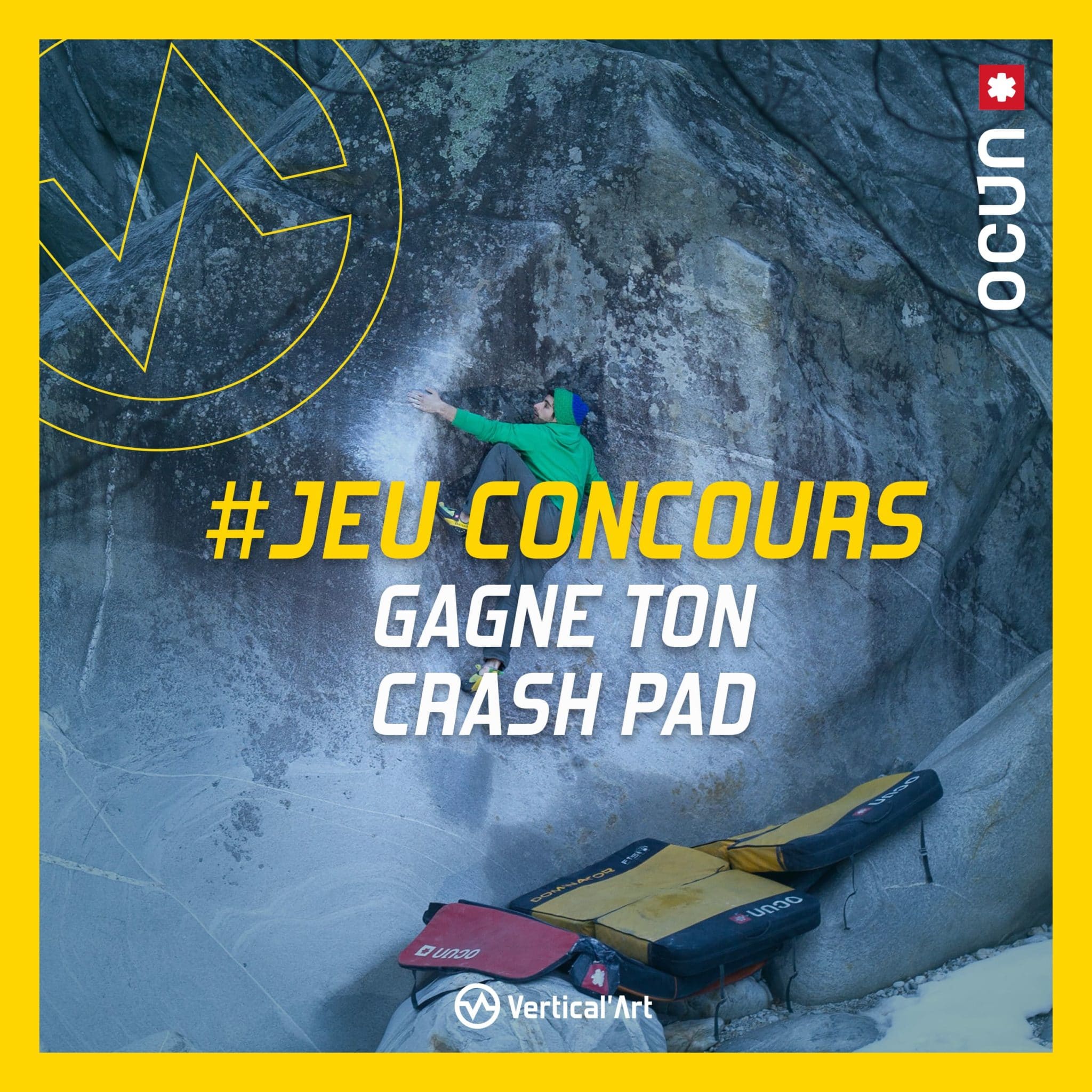 Jeu Concours Instagram spécial Noël 2021 "Vertical'Art x Ocun". 4 crashpads de la gamme Ocun à gagner !