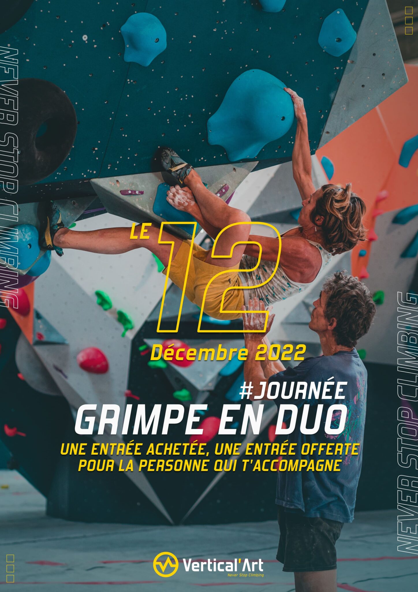 Grimpe en duo Vertical'Art 12 décembre 2022 une entrée achetée, une offerte