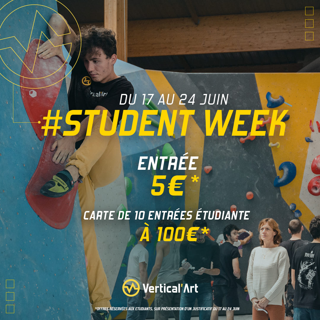 Student week du 17 au 24 juin à Vertical'Art, entrée à 5€ pour les étudiants
