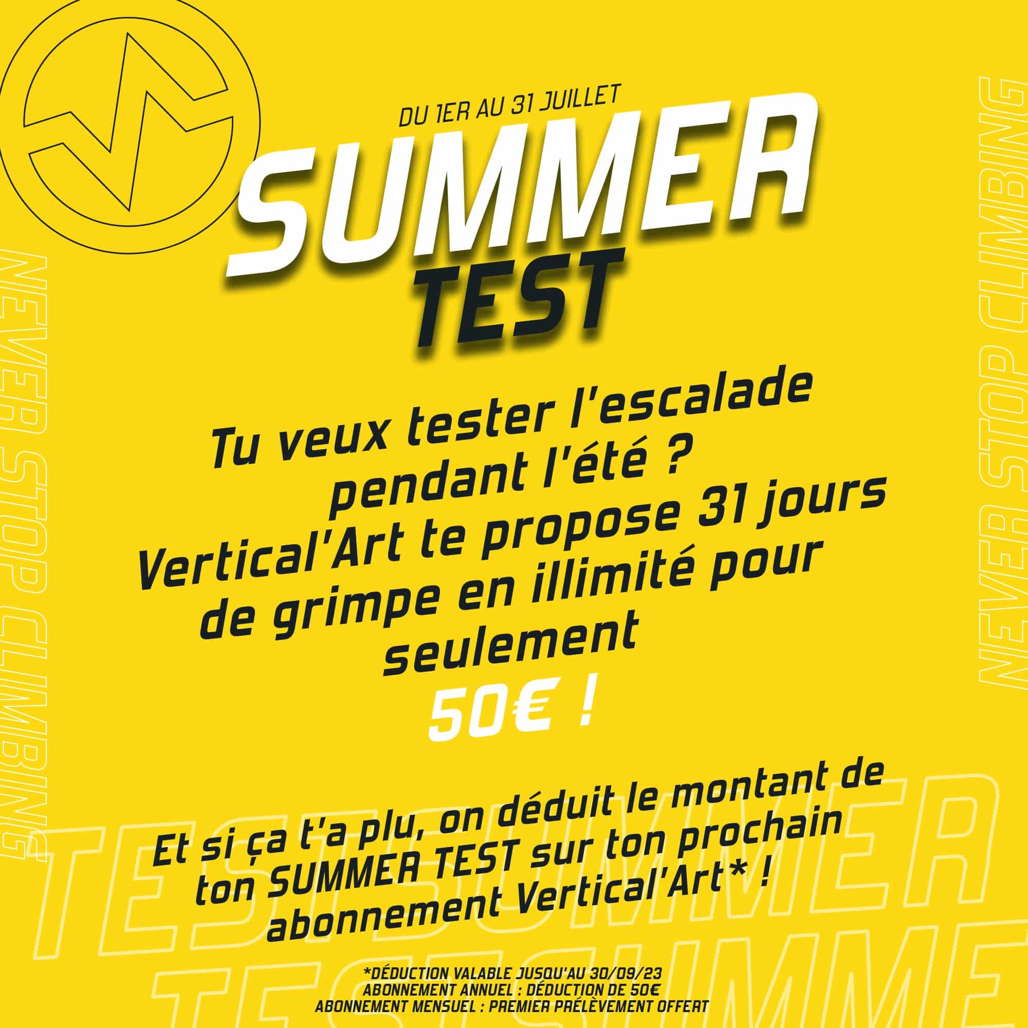 Summer Pass à Vertical'Art : Testez l'escalade pour 50€ par mois pendant l'été 2023