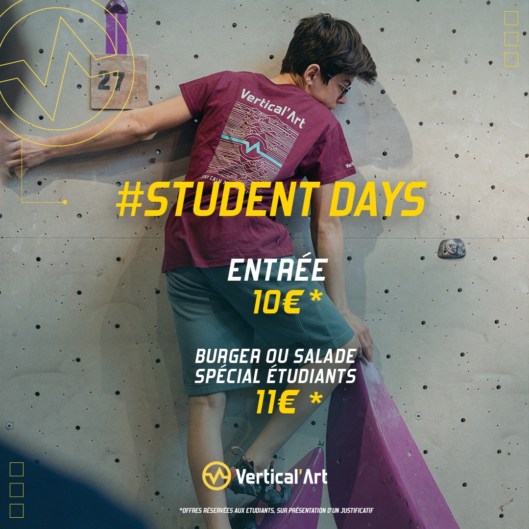 Les Student Days à Vertical'Art : Entrée à 10€ et menu spécial pour les étudiants